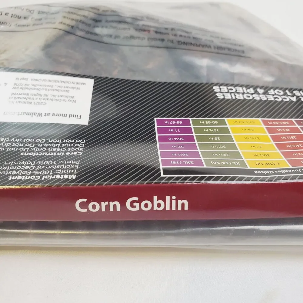 Celebrate Corn Goglin Costume Youth Unisex Small (6-7) Brown Halloween 4 Piece